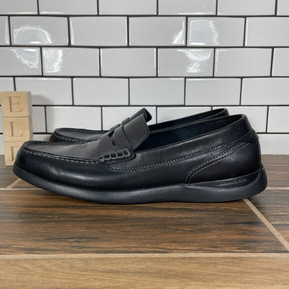 Cole Haan Grand Atlantic Penny Loafer Mens Size 11.5 Shoes Black Leather Slip On - Picture 1 of 14